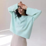 And Winter Explosion Of Women's Knitted Shirt Round-Neck Solid Color Loose
