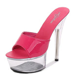 Zingj Leather 13Cm15cm Special High Heels With Sexy Waterproof Platform Hate Day Superb High Slippers Female
