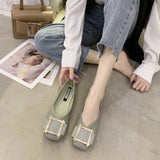 Celebrity Single Shoe Female 2025 New Korean Version Retro Fairy Flat Scoop Shoes Square Head Soft Bottom
