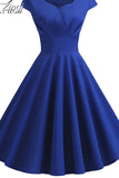 Dress Women Hepburn Vintage Rockabilly Pin Up Dress Robe Femme Casual Retro Elegant Party Midi Sundress