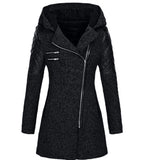 Explosion Of Women's Autumn And Winter Long Hooded Loose Zip-Chain