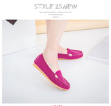 And Summer Round Head Flat Heded Shallow Shoes Single Shoes Metal Buckle Flat-Soled Women's Shoes Students Bean Shoes Casual Single
