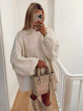 Women's Clothing 2025 Spring And Autumn New Temperament Round Neck Simple Thin Knitted Shirt