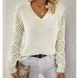 Sweater Women's Knitted Shirt Languid Languid Long Sleeve V Collar Hooded