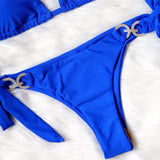 Zingj New Swimsuit Sexy Crystal Diamond Solid Color Strap Bikini Beach Vacation Swimsuit