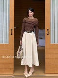 Xixi 2025 Autumn White Standard Temperament Elegant Solid Color High-Rise Half-Dress Dress Woman