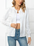 And Autumn Solid Color Round Collar Single Buckle Sweater Coat Casual Long-Sleeved Knitted Shirt