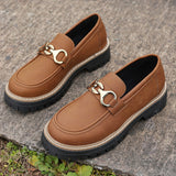 Buckle Bottom Low-Top Single-Shoe Women's Large Size British Style Retro Set Foot Single Shoes
