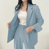 Zingj And Autumn New Blazer Female British Wind Casual Versatile Blue Small Medium Long Suit