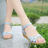 Women 2025 Summer New Korean Version Of The Heel Heel Women's Shoes Buckle Thick Bottom Flat Bottom Ladies