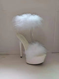 Zingj Model High Heels With Sexy Black Waterproof Platform Hate Day High With Fur Sandals Female