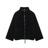 Autumn And Winter New Women's Pure Color Lazy Lamb Hair High Collar Hair Coat