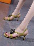 Version Of The College Style Design Temperament Sandals Women 2025 New Small Square Head And Three-Dimensional Flowers Women's