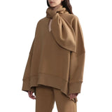 Personality Style 2025 Autumn Scarf Collar Silhouette Loose Long Sleeves Irregular Versatile New Hoodie