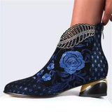 And Ethnic Women's Shoes Embroidered Rough And Autumn And Winter Women's Boots Large Size Martin Women's Short Boots 2025