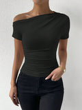 And Summer New Self-Healing Folding Irregular Short-Sleeved T-Shirt
