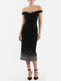 Sexy Style Dress Woman 2025 Spring New Elegant Shoulder Tight Diamond Dress Dress