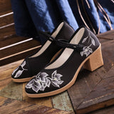 Zingj New Embroidered Cloth Shoes With High Heel Embroidered Shoes With Horse Face
