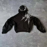 New Retro Hop Skull Before And Rear Printing Hoodie Men's High Street Autumn And Winter Coat