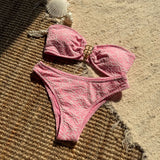 2025 New Embroidery Special Fabric Sexy Bra Smear Swimsuit