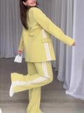 Fashion Striped Print Suit Wide Leg Pants Temperament Suit Female
