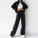 New Casual Long-Sleeved Sweatshirt With Striped Trousers Fashion Suit For