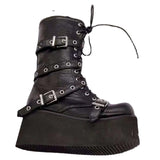 New Punk Belt Buckle Bottom Side Pull Short Boots Women's Large Size Women's