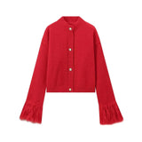 Women's INS Burst Cuff Hair Spliced Cardigan