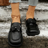 Shoes New Two Wearing English Wind Bow Low Single Shoes One Foot Pedal Large Size Leather
