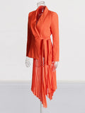 Personality Trend High-End Suit Suit 2025 New Splicing 100 Folds Irregular Hem With A Suit Jacket Woman