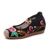Zingj Heels Single Shoes Ethnic Style Embroidered Cloth Shoes Spring And Autumn Wooden Beads With Women's