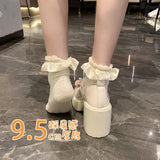 Thick And Mary Jane Women's Shoes 2025 Spring New Small Man With Bows And Skirts Small Leather