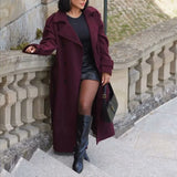 Autumn New Female Retro Leisure Double Buckle With Belt Long Hair