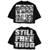 Cool Boy New English Before And After Printing 毛棉 Five-Sleeved T-Shirt Round Collar