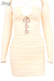 Quality Summer Bodycon Dress Women Party Dress 2023 New Arrivals Cut Out Long Sleeve Dress Evening Club Night