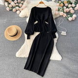 And Winter New French Knitted Set Of Lotus Lantern Long-Sleeved Tops Two Sets Of