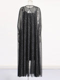French Temperament Famous Wind 2025 Summer New Cape 镶钻钻 High-End Fashion Mesh Splicing Dress Dress