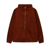 Autumn And Winter New Fashion Leisure Sports Semi-Zip Hooded Short Plus Velvet