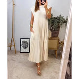 New Women's Dress Elegant Fashion Round Neckless 100 Foldless