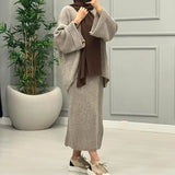 Women's Clothing 2025 New Wide Sleeve Sweater Half-Dress Fashion Sweater Casual Suit