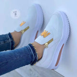 New Large-Size Sports Single Shoe Pine Cake Flat Bottom Zipper Solid Color Casual