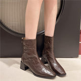 Children 2025 Autumn And Winter New French Retro Square Head Coarse Zipper Elegant And Fashion