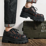 2025 New Men's Leather British Platform Casual Derby Shoes Full Wear Crack Low Top