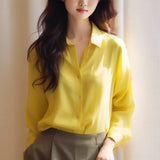 Sense Gentle Windy Yellow Beautiful Shirt Simple Commute Small Fashion Age-Dense Stated Set-Tite Shirt