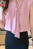 Women's Shirt Pink Ribbon Blouses for Women Sleeveless Summer Shirts Female Top V-neck Blouse Tops Female 2023 Woman Basic