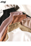 Spring Autumn Winter High Elastic Slim Sweater Women Turtleneck Ruched Women Sweater Fashion Solid Chic Knitted
