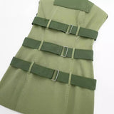 Spring Style Tooling Belt Vest Skirt Short Dress