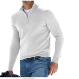 New Winter Long Sleeve V-Neck De-Yvet Zipper Men's Casual Polo