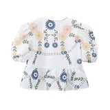 Spring Lapel Lace Printed Shirt