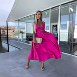 Zingj Summer New Fashion Socialite Deep V Hollow-Out Big Skirt Spread Slit Halter Dress Dress